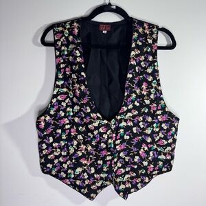 Originales Paola Floral Vest Waistcoat M Tie Back Button Front Cottagecore Boho